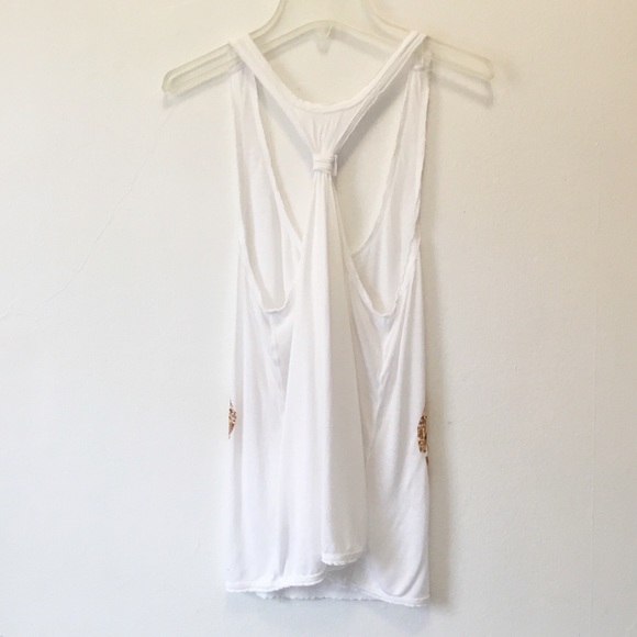 Milly Cabana White with Gold Sequined Zebra Racerback Tank Top Size Small - Picture 2 of 8